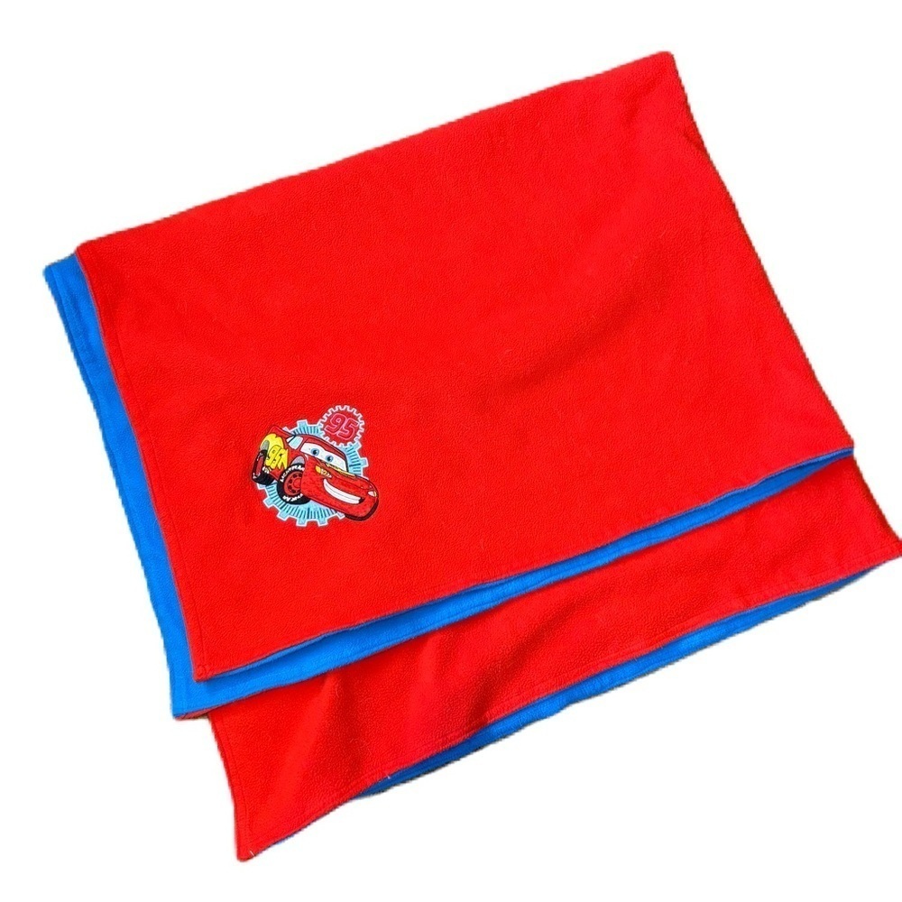 Disney Cars Lightning McQueen Mickey Mouse Reversible Fleece Blanket Red Blue